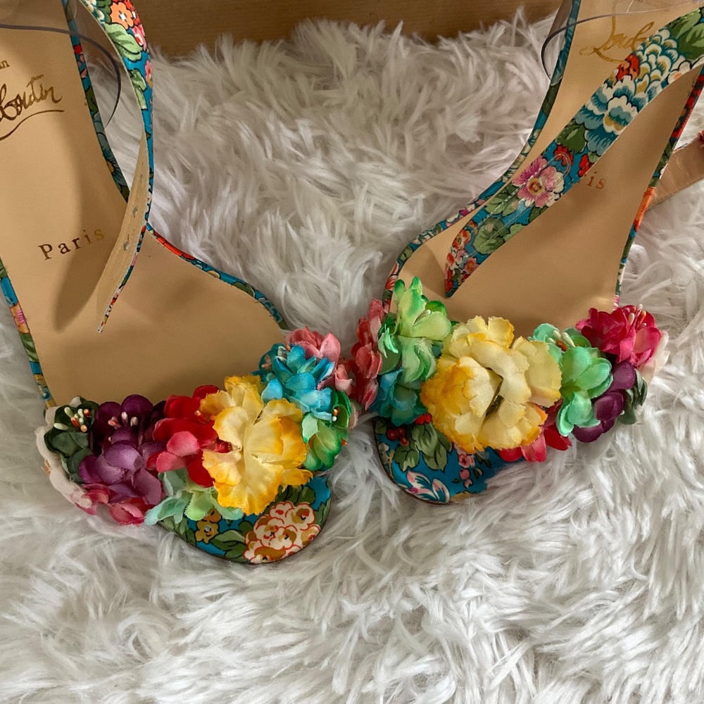Christian Louboutin Red and Blue Heels - Picture 7 of 9